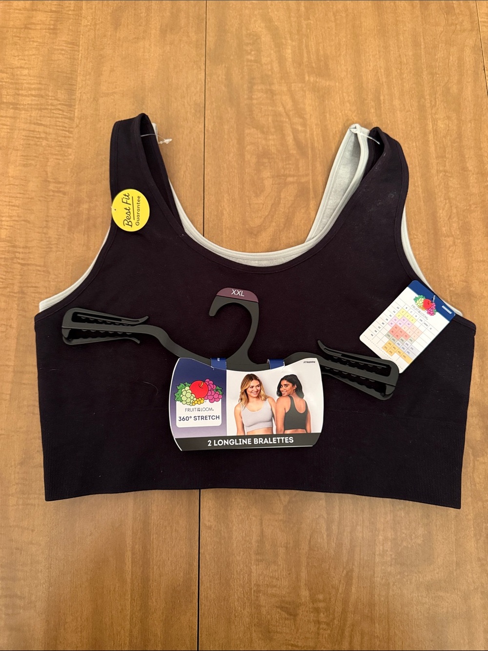 Fruit of the Loom Black & Gray Women's Longline Bralette Tank Bras - 2 Pack